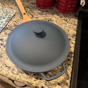 Blue Our Place one Pan with Lid, Steamer insert and Spatula - never used